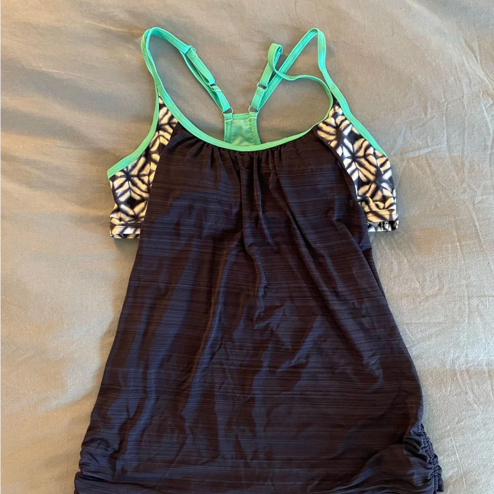 Zero Xposur Women’s Navy and Teal Swim Tankini Top size 14 - Picture 6 of 9